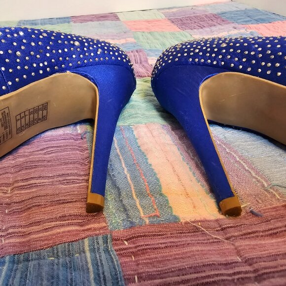 Forever 21 Blue Sparkly Platform Heels, Size 9 - Picture 5 of 10